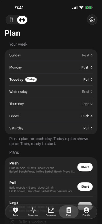 Linear, undulating, and block periodization mesocycle progression planner